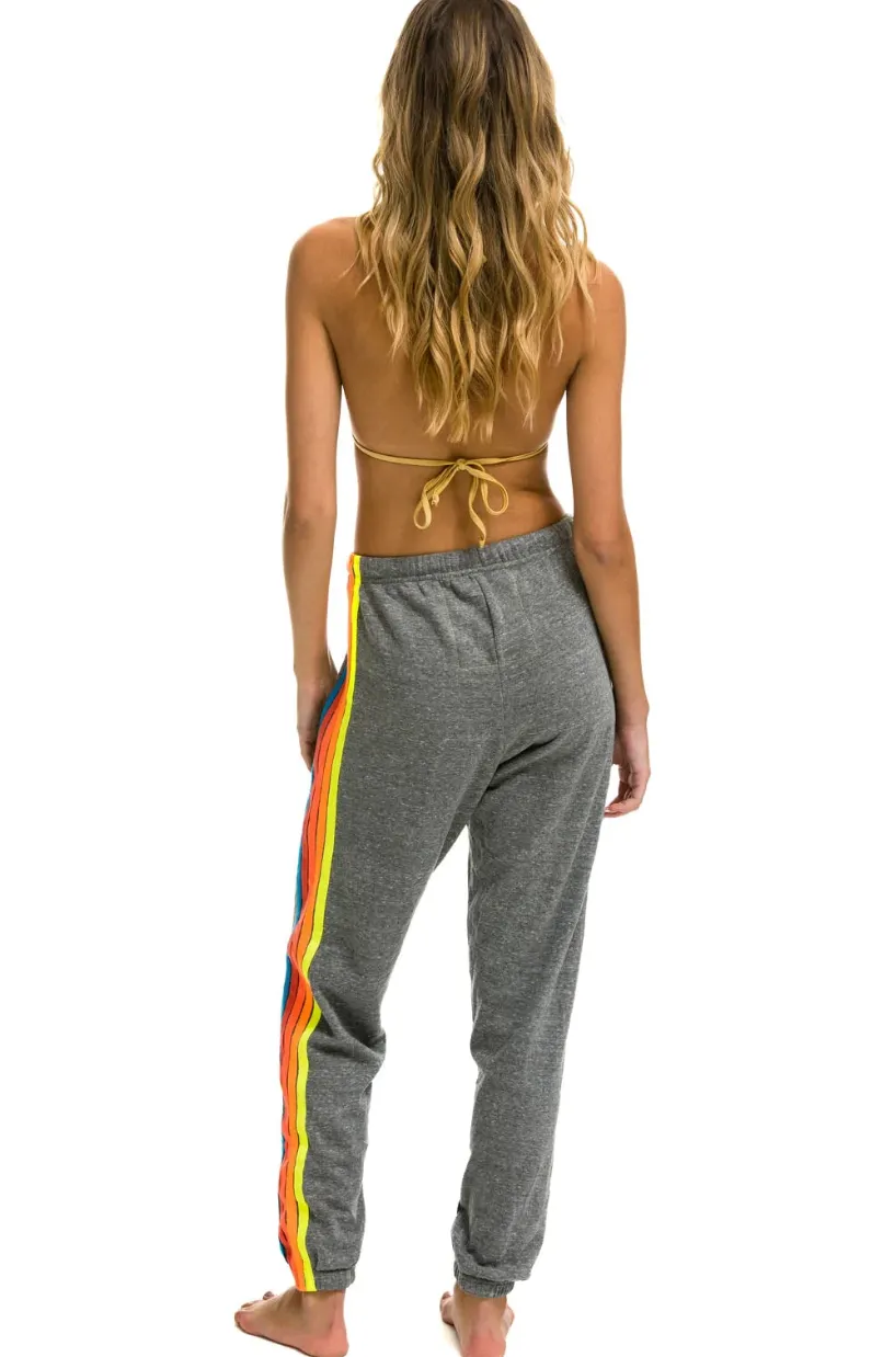 5 Stripe Sweatpants ~ Heather Grey / Neon Rainbow