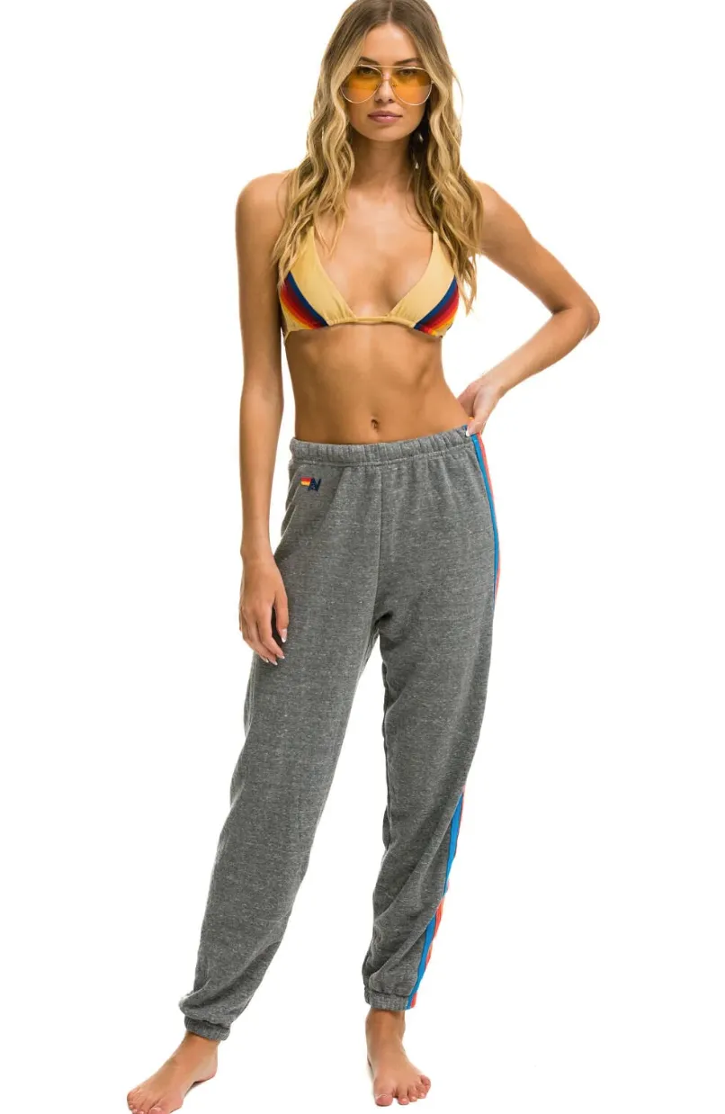 5 Stripe Sweatpants ~ Heather Grey / Neon Rainbow