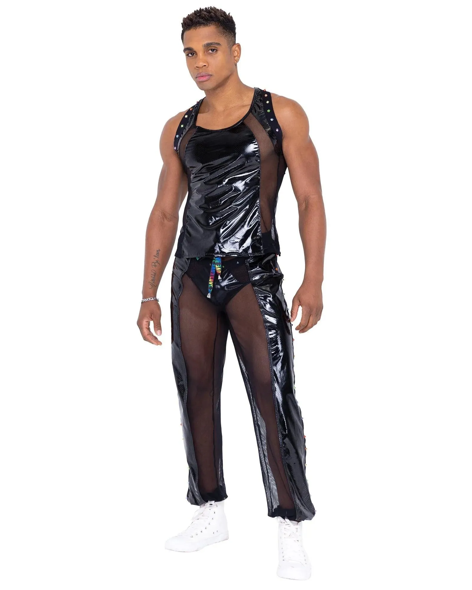 6335 - Mens Pride Vinyl Mesh & Mesh Joggers