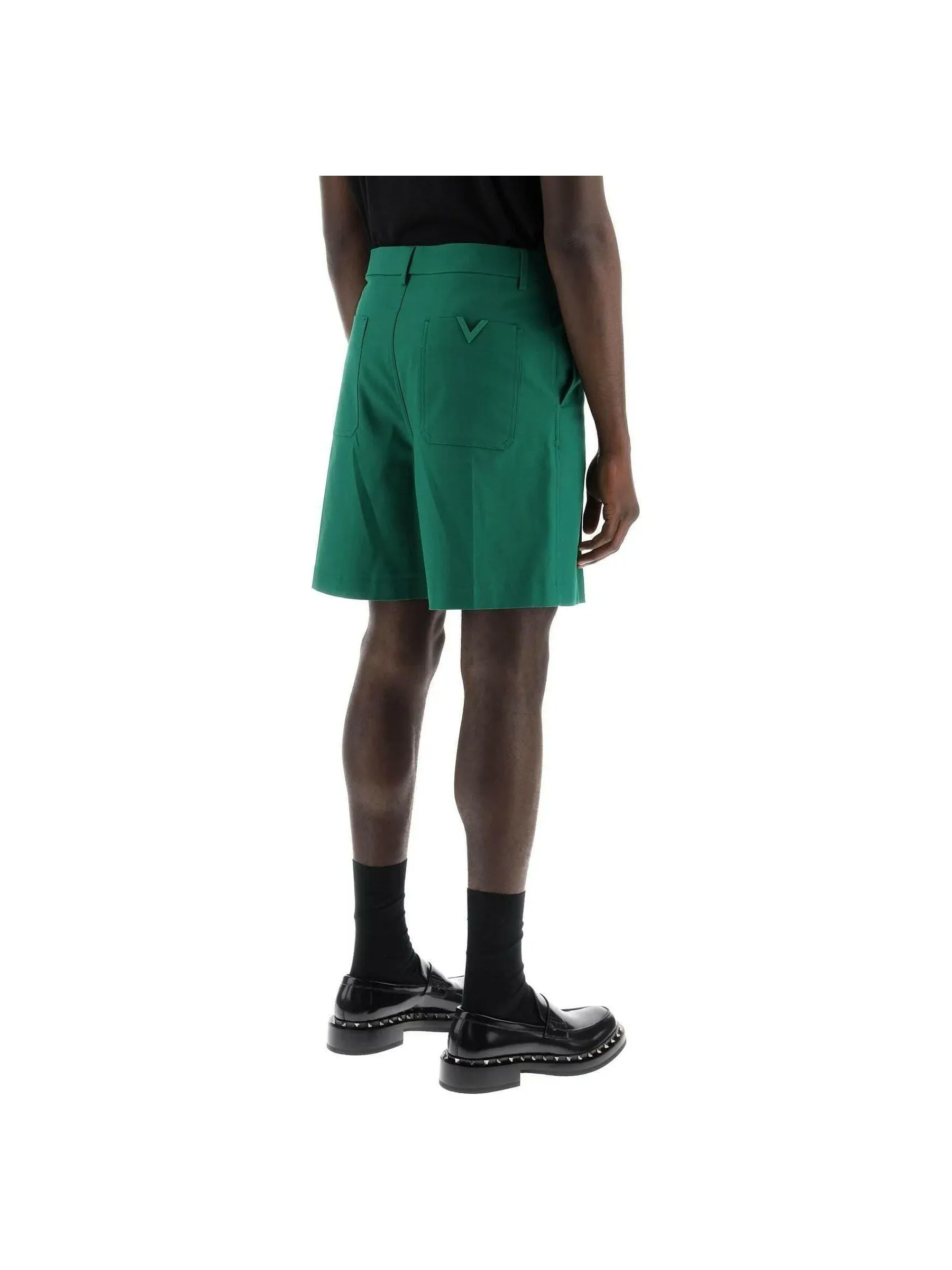 Basic Stretch Cotton Canvas Shorts