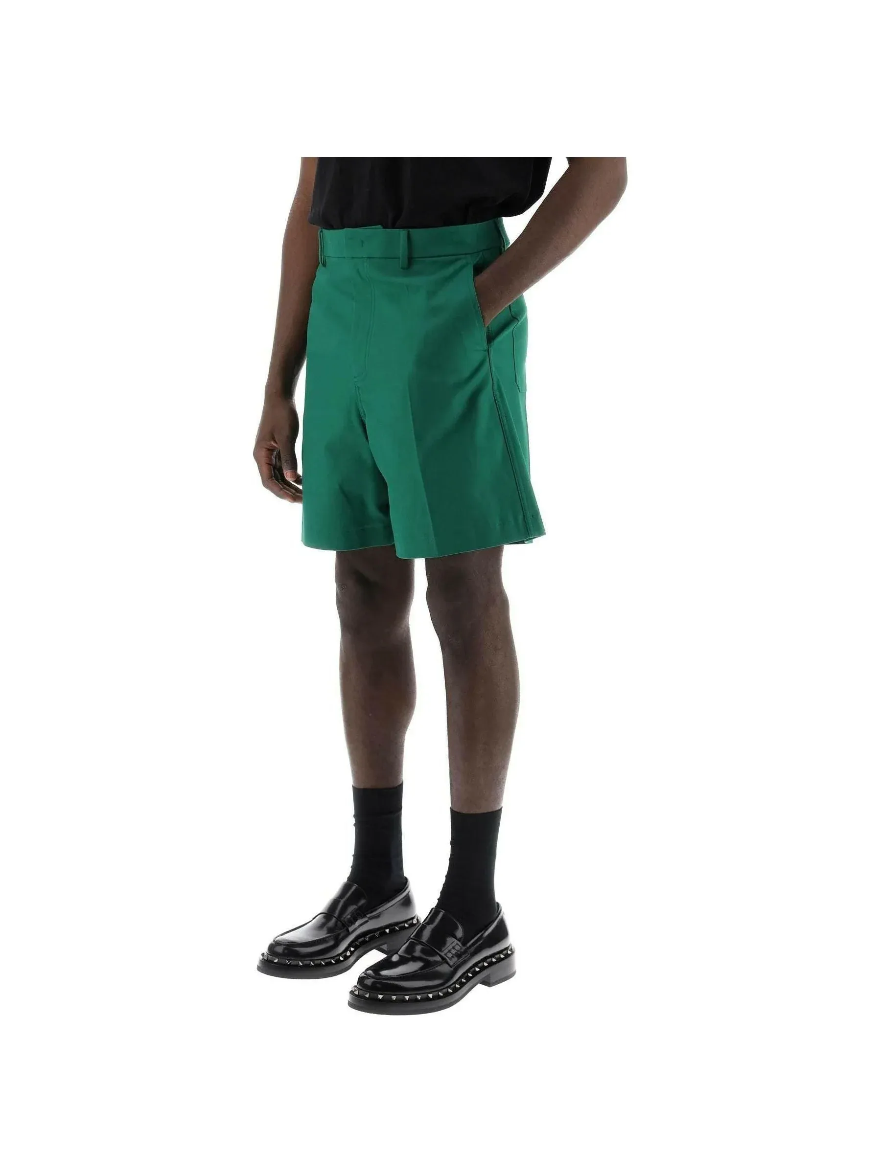 Basic Stretch Cotton Canvas Shorts