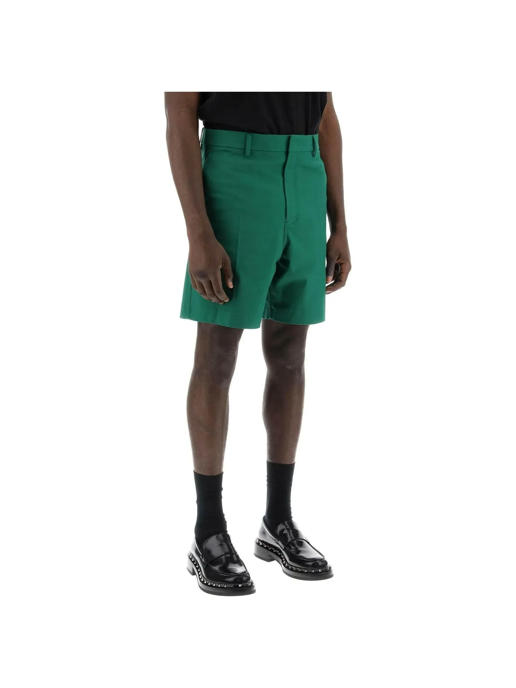Basic Stretch Cotton Canvas Shorts