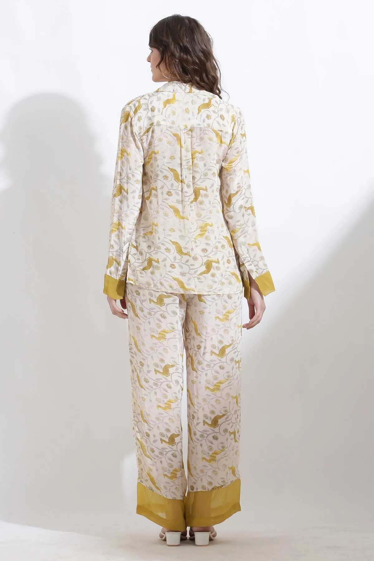 Beige Printed Shirt & Pants