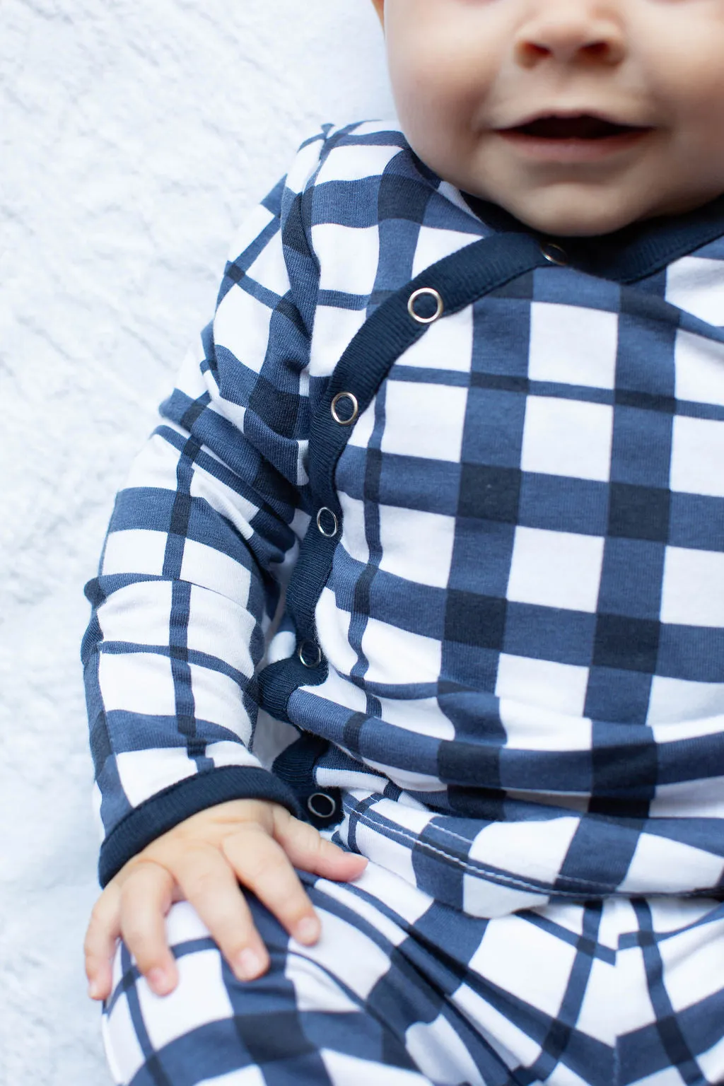 Blue Gingham 2 Piece Baby Kimono Set