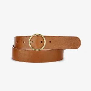 Brave Aviva Belt in Tan Vachetta with Polished Gold