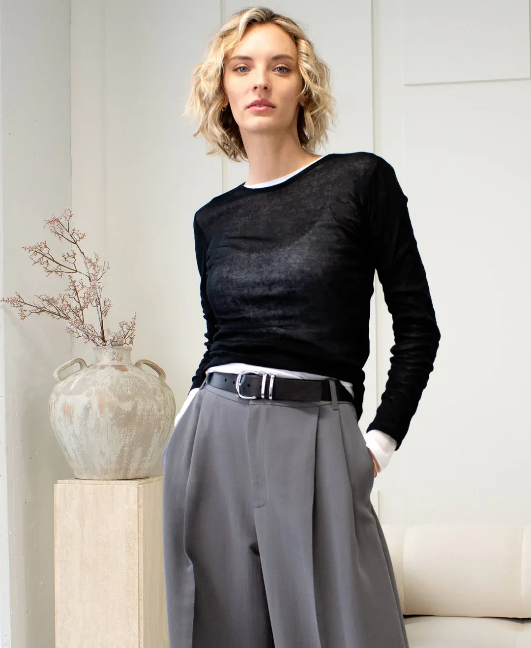 Brave Callianne Belt in Black Brindle with Polished Silver