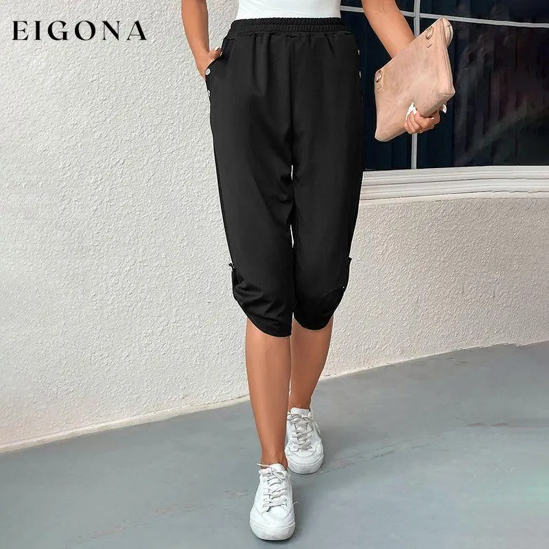 Casual Elastic Waist Trousers