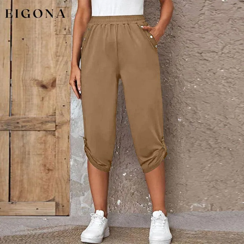Casual Elastic Waist Trousers