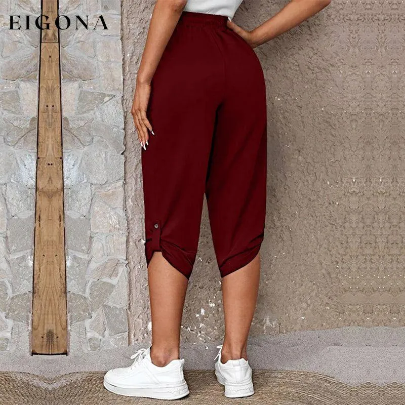 Casual Elastic Waist Trousers