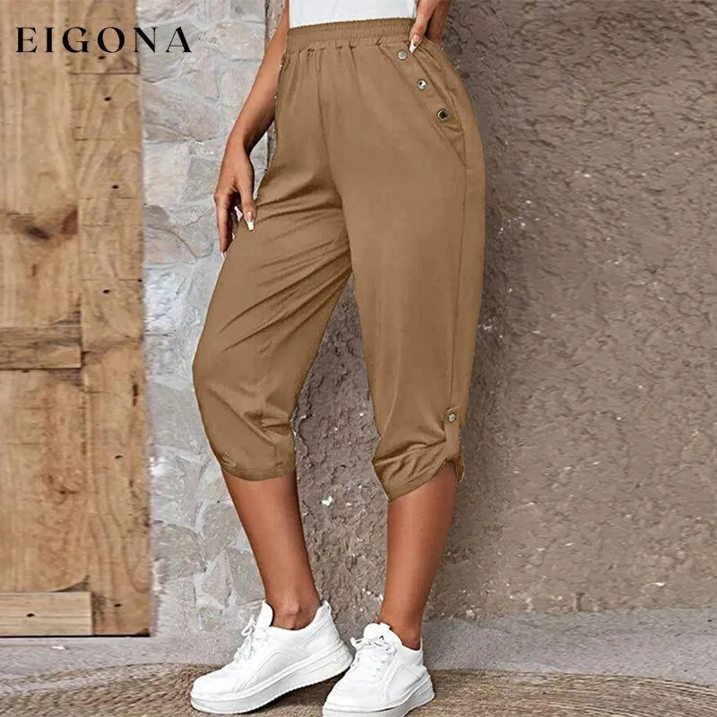 Casual Elastic Waist Trousers