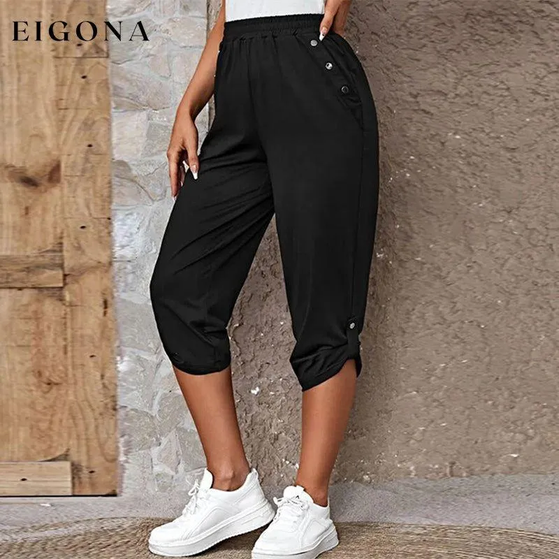 Casual Elastic Waist Trousers