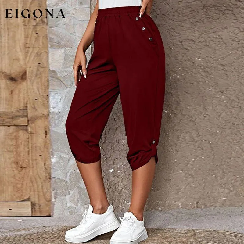 Casual Elastic Waist Trousers