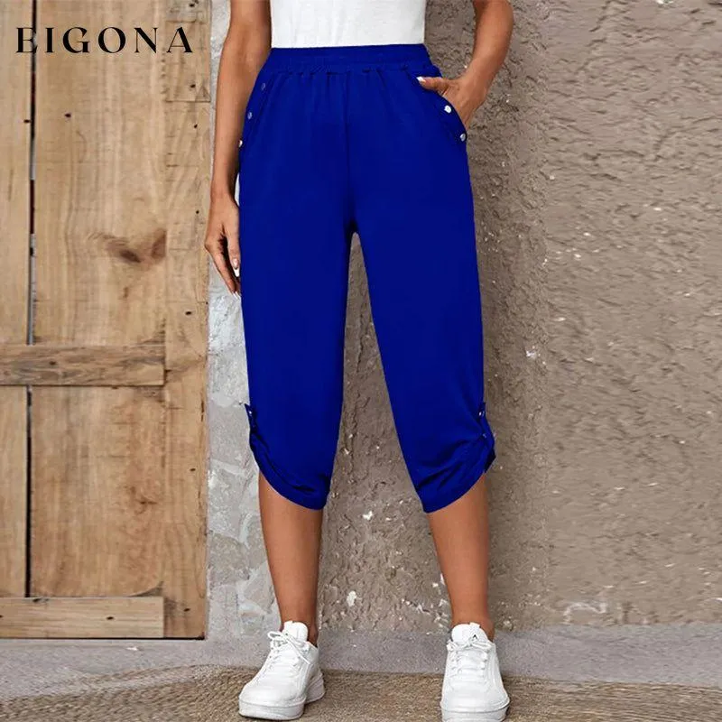 Casual Elastic Waist Trousers