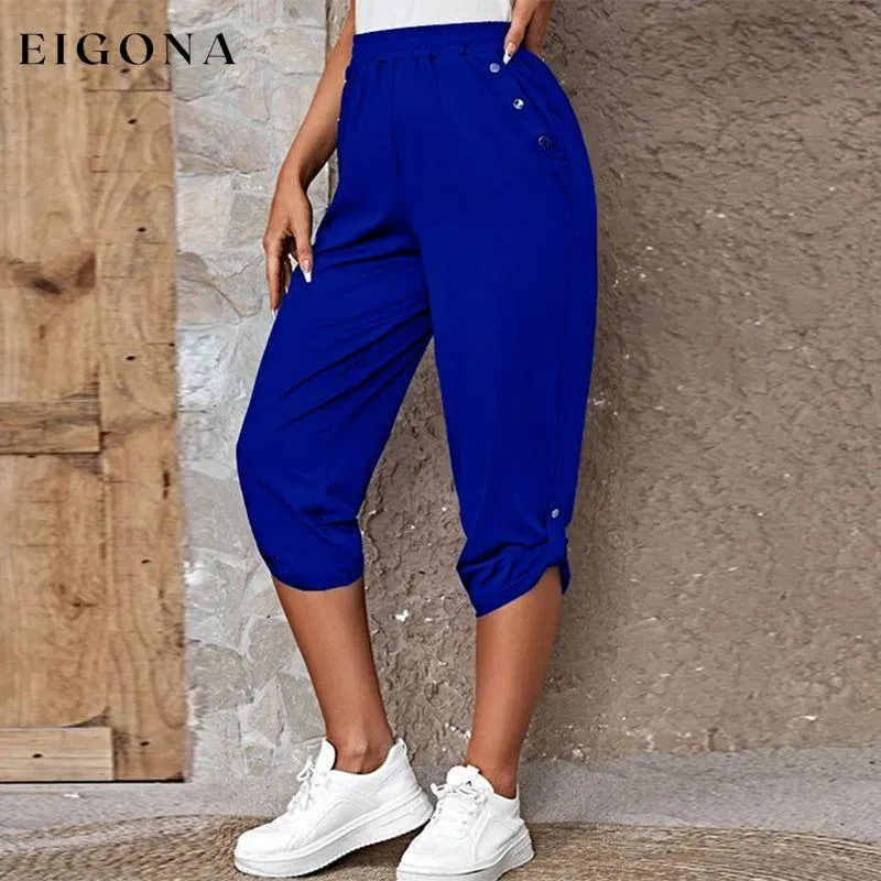 Casual Elastic Waist Trousers