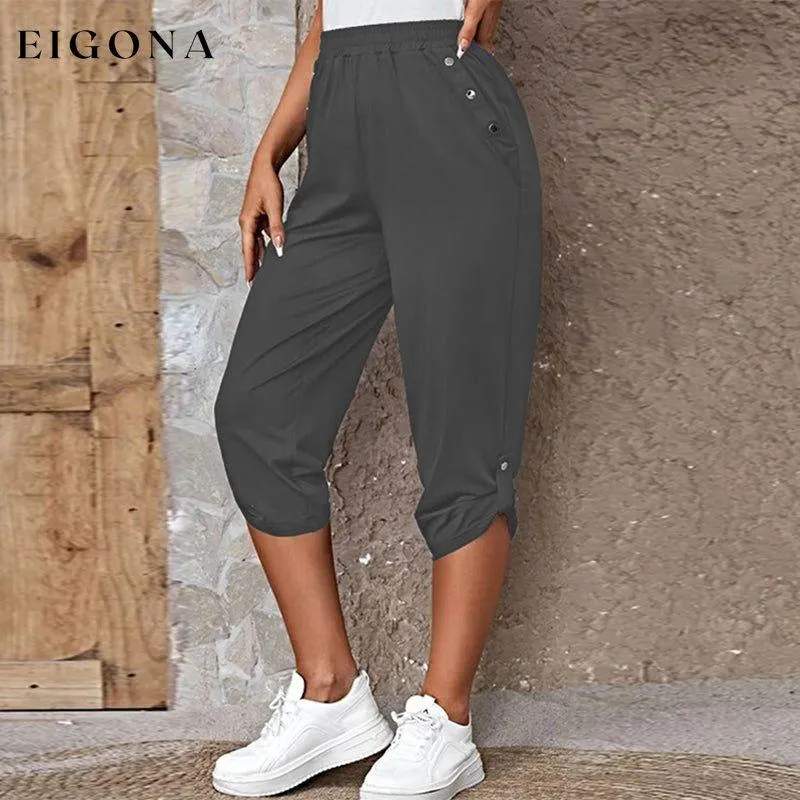 Casual Elastic Waist Trousers
