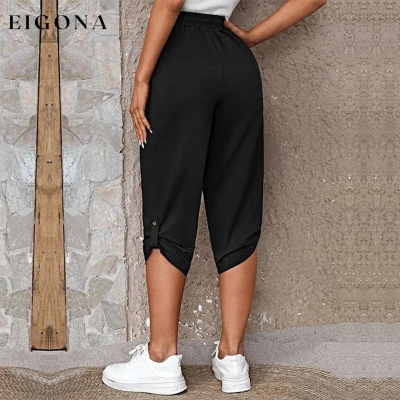 Casual Elastic Waist Trousers