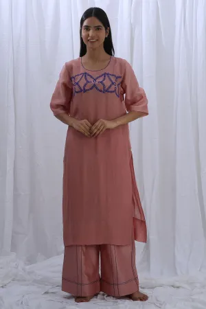 Chanderi Silk Pink Kurta Set