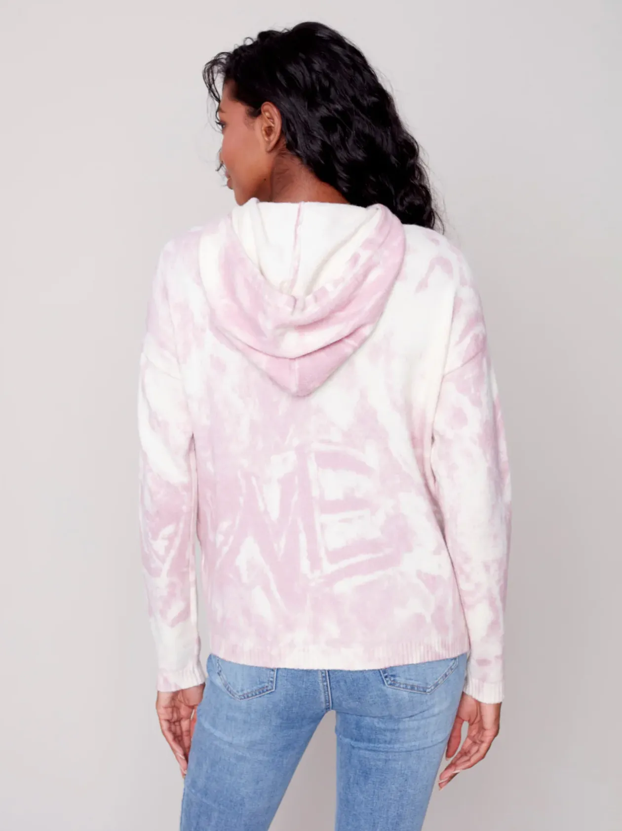Charlie B - Printed Hoodie With Contrast Stitch Hearts - Powder Pink