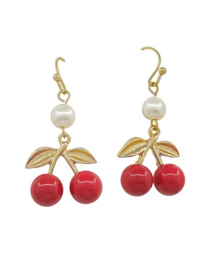  Cherry Pearl Drop Earrings  Sweet & Sassy Statement Style