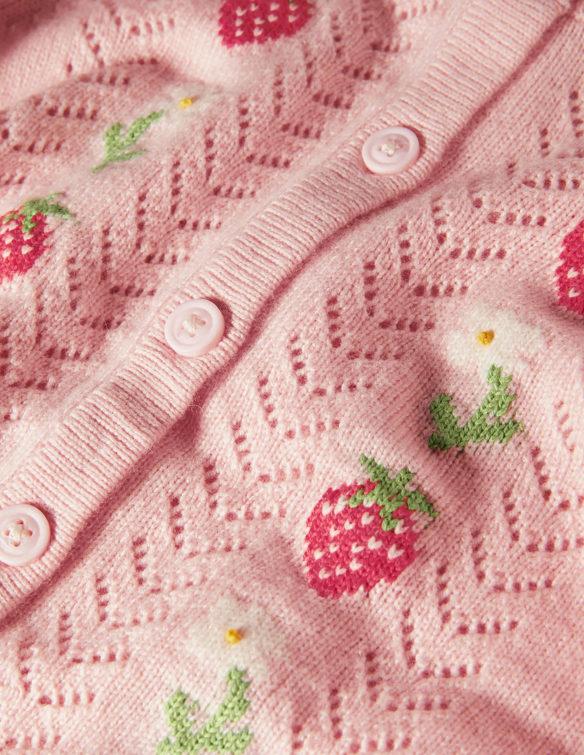 Cosy Pointelle Cardigan-Provence Pink Strawberries