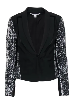 Diane von Furstenberg - Black & Gray Speckled Blazer Sz 2