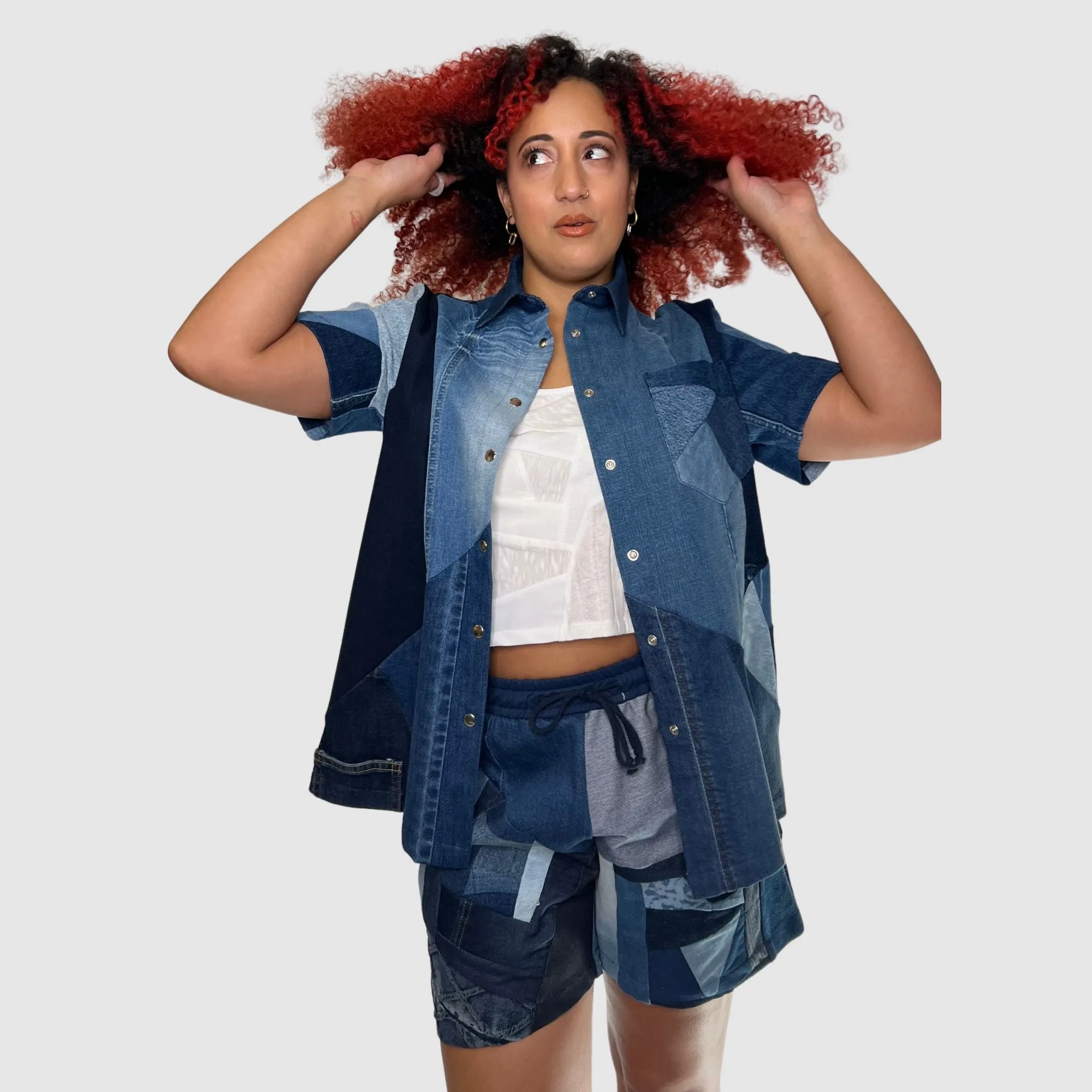drawstring denim short