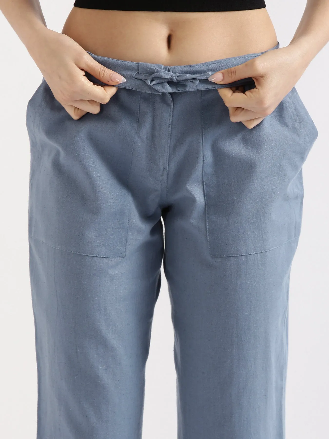 English Blue Airy Linen Pants