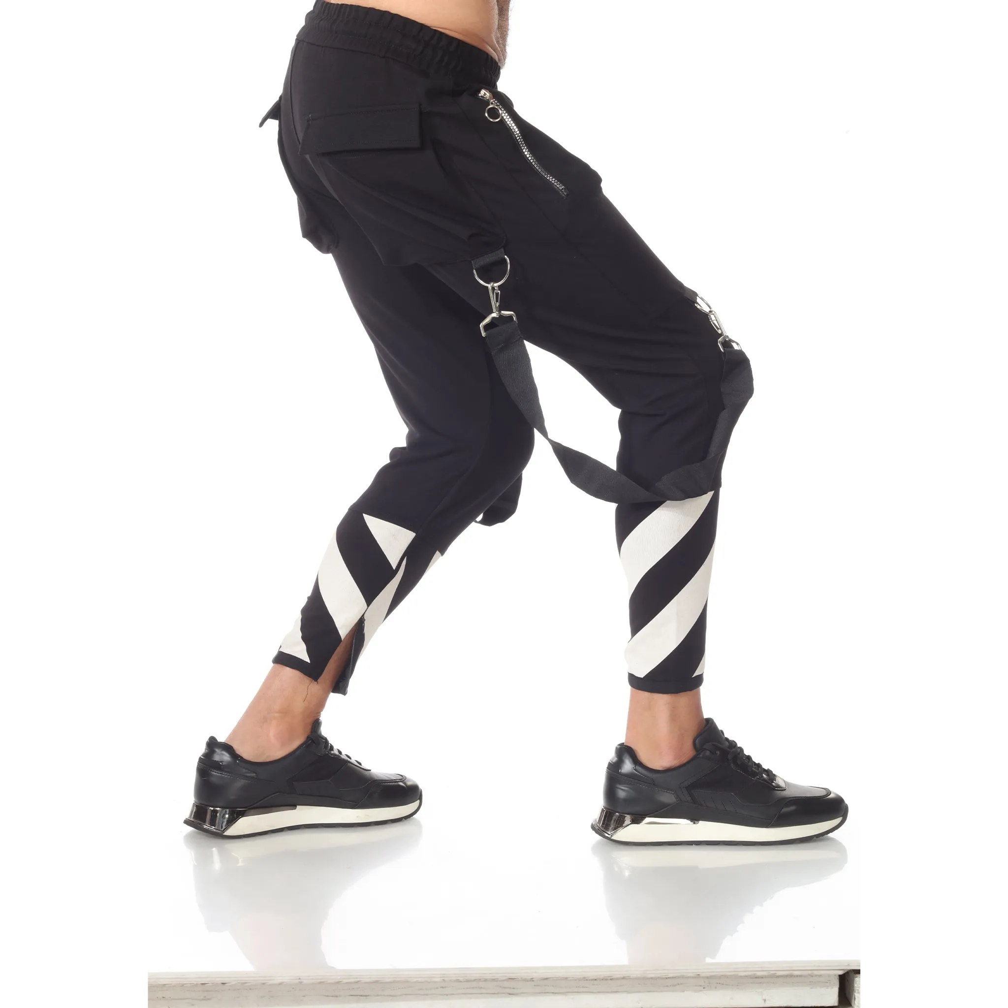 Fashion Jogger with Suspenders and Zip on Ankle