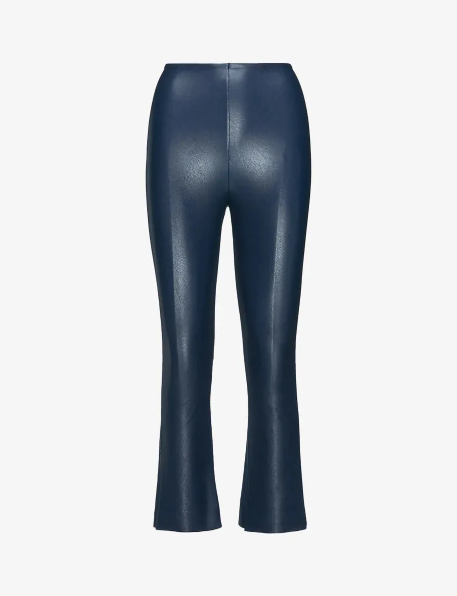 Faux Leather Crop Flare: Navy