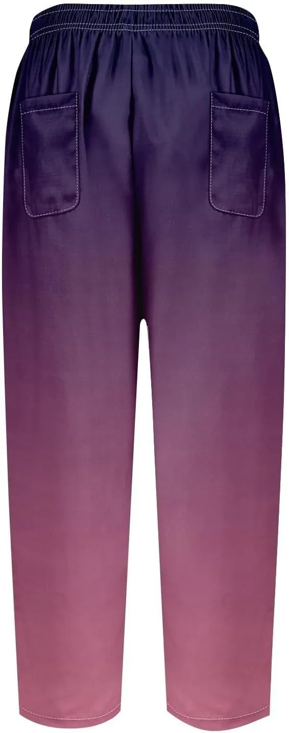 Flowy Linen Pants for Women Drawstring Pants Capri Pants 2025 Pants with Pockets Wide Leg Cropped Pants Wide Leg
