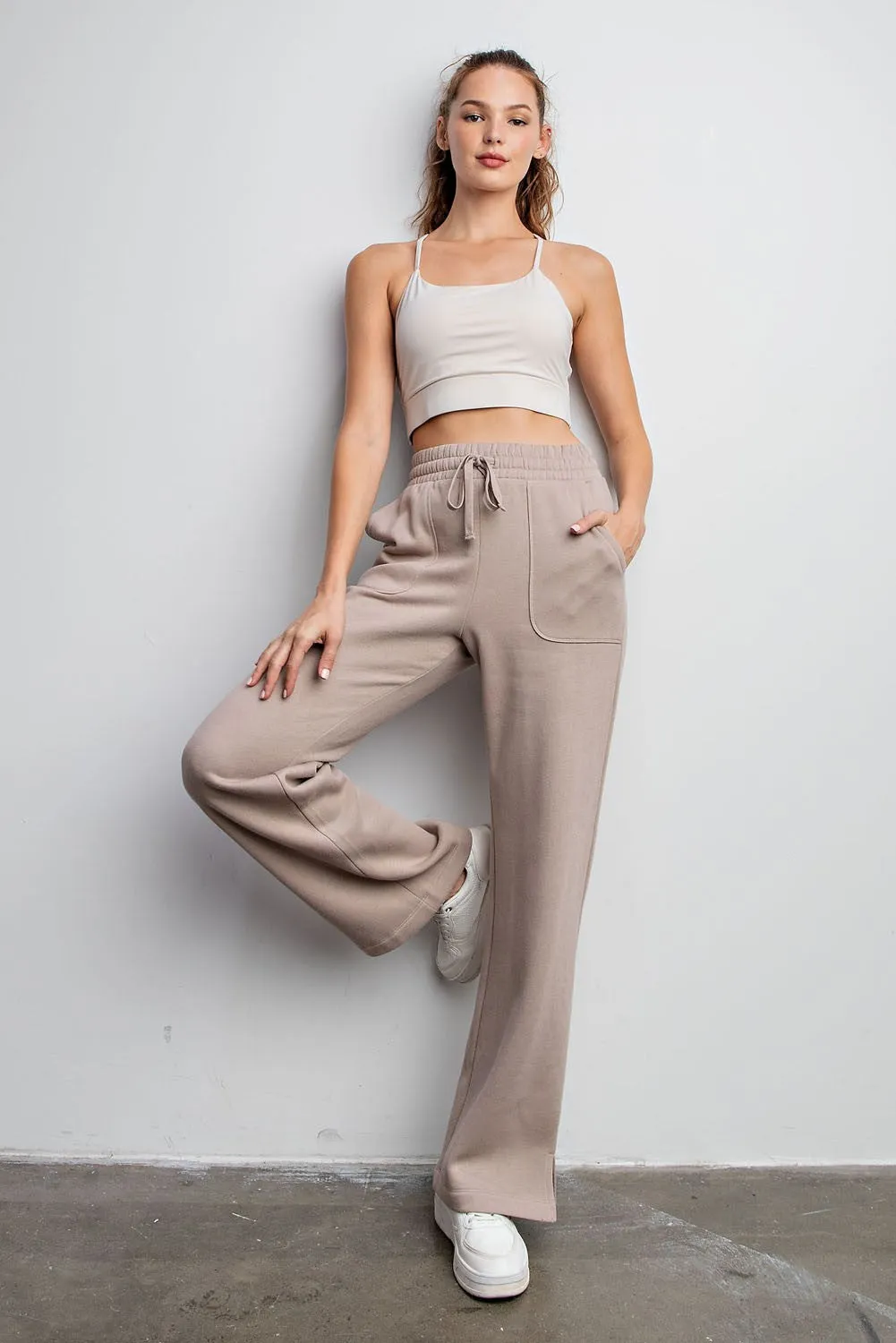 French Terry Straight Leg Pants (2 colors) taupe or Heather gray