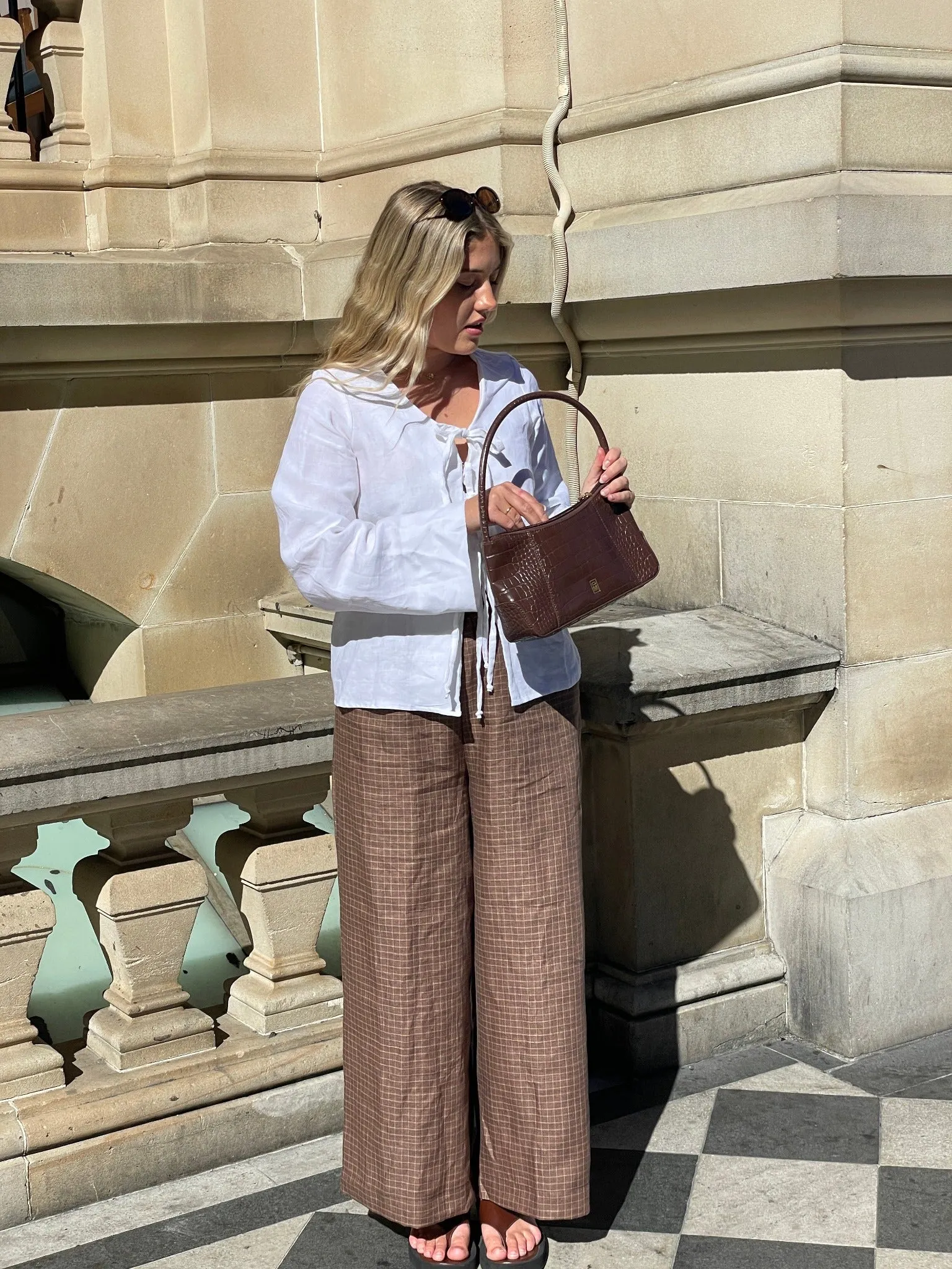 Harper Pants in Brown Gingham