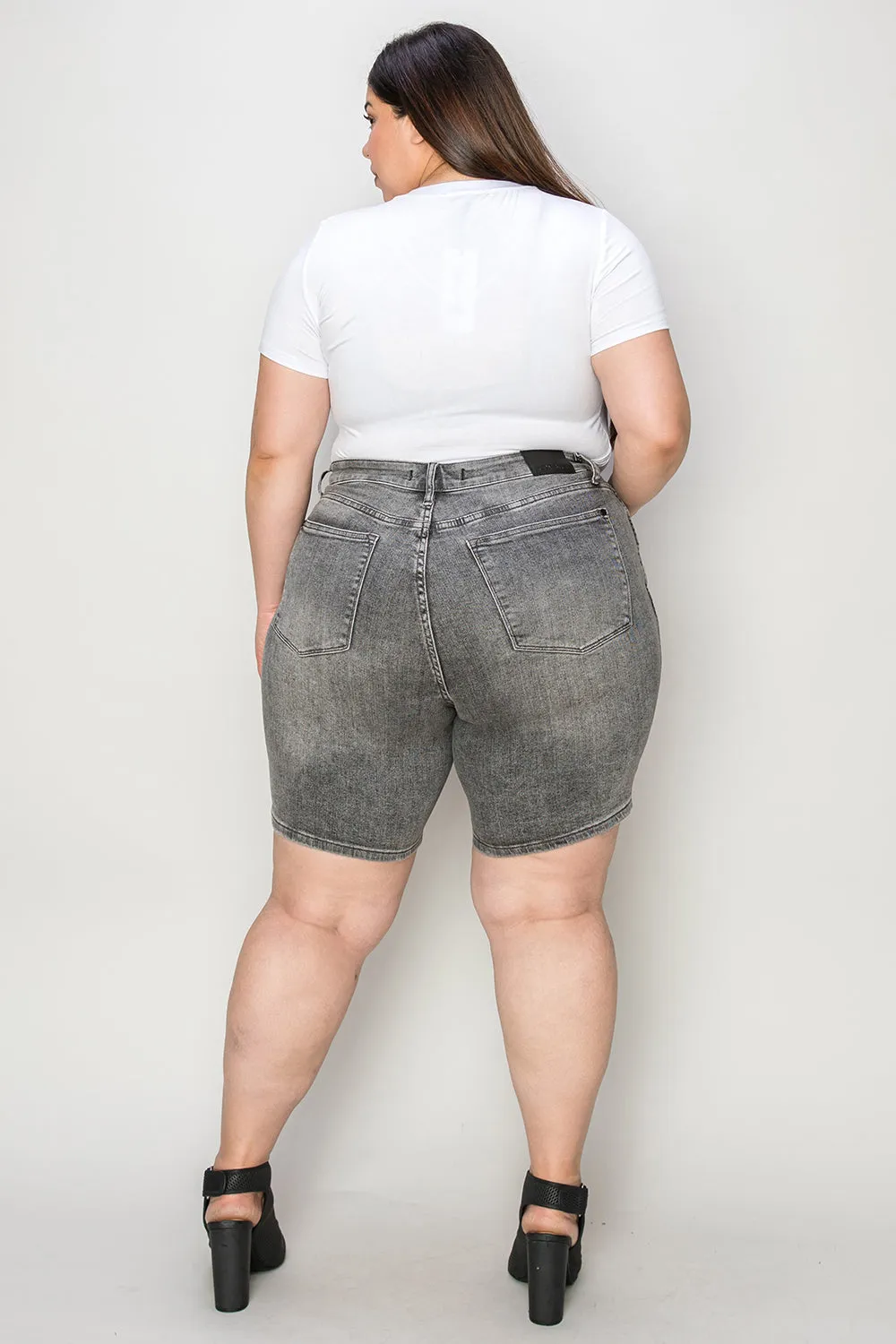 Judy Blue Grey High Waist Washed Denim Shorts