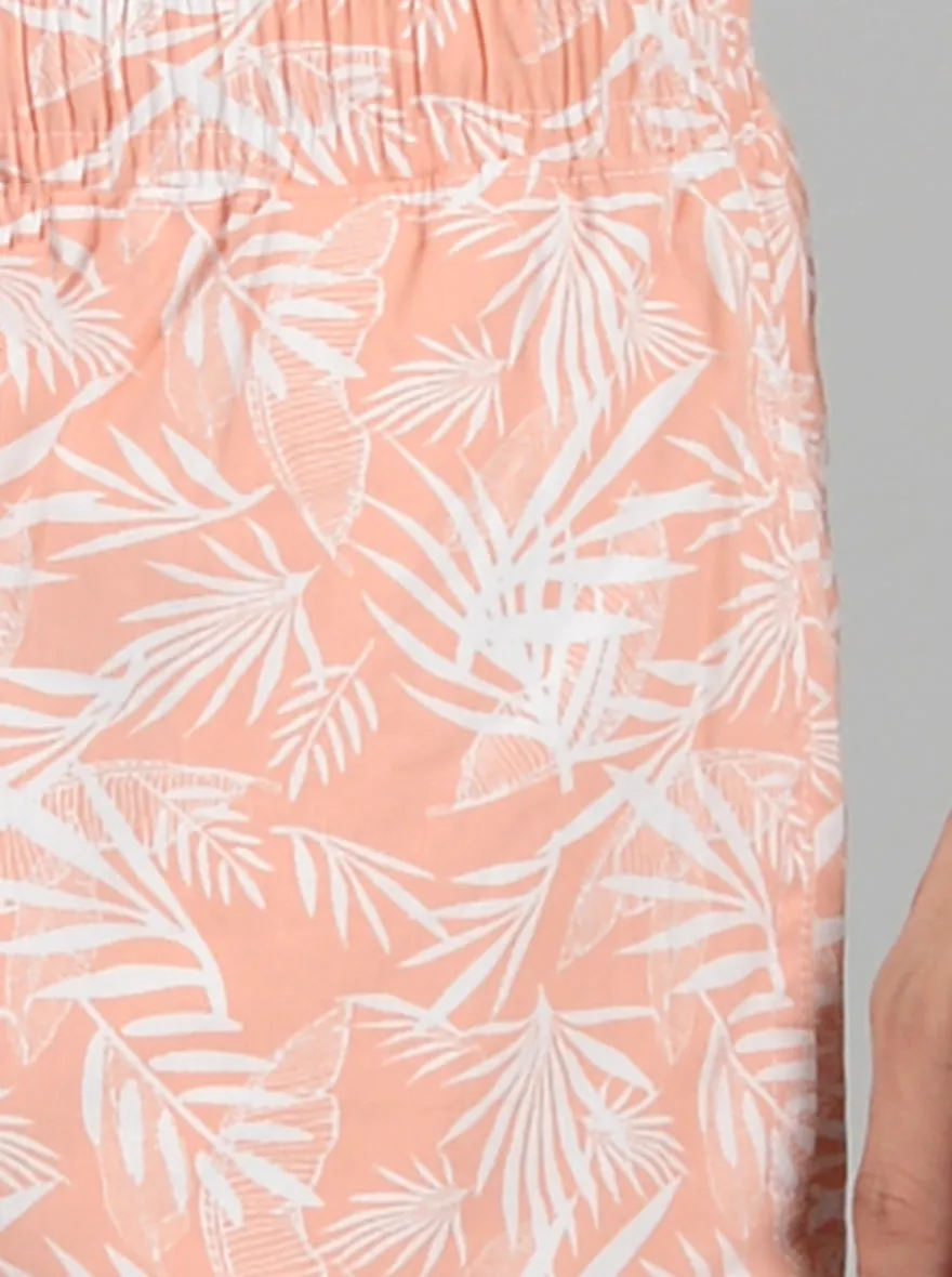Light Orange Printed Regular Fit Capri | JadeBlue