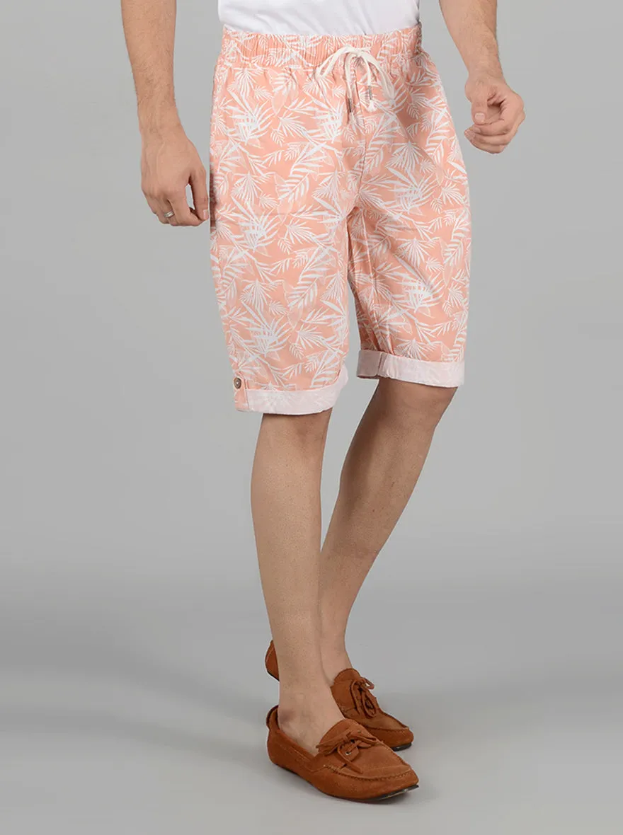 Light Orange Printed Regular Fit Capri | JadeBlue