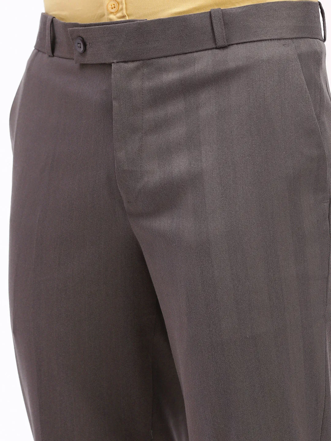 Men Brown Comfort Slim Fit Low-Rise Solid Cotton Trousers