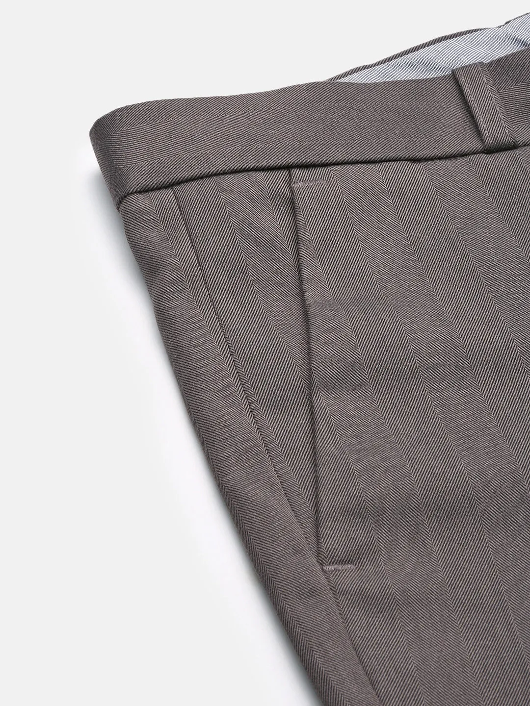 Men Brown Comfort Slim Fit Low-Rise Solid Cotton Trousers