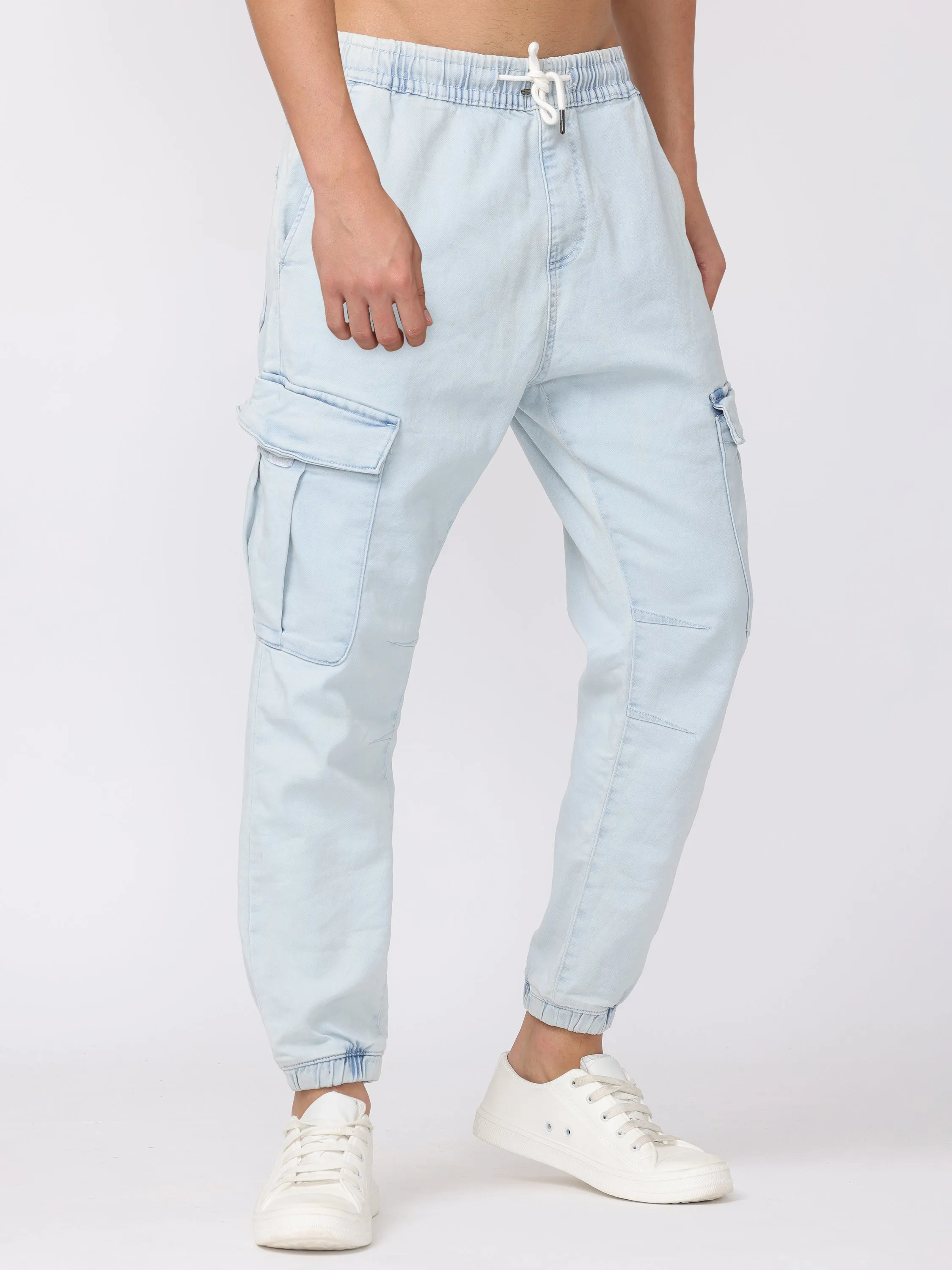 Men Light Blue Comfort Fit Joggers