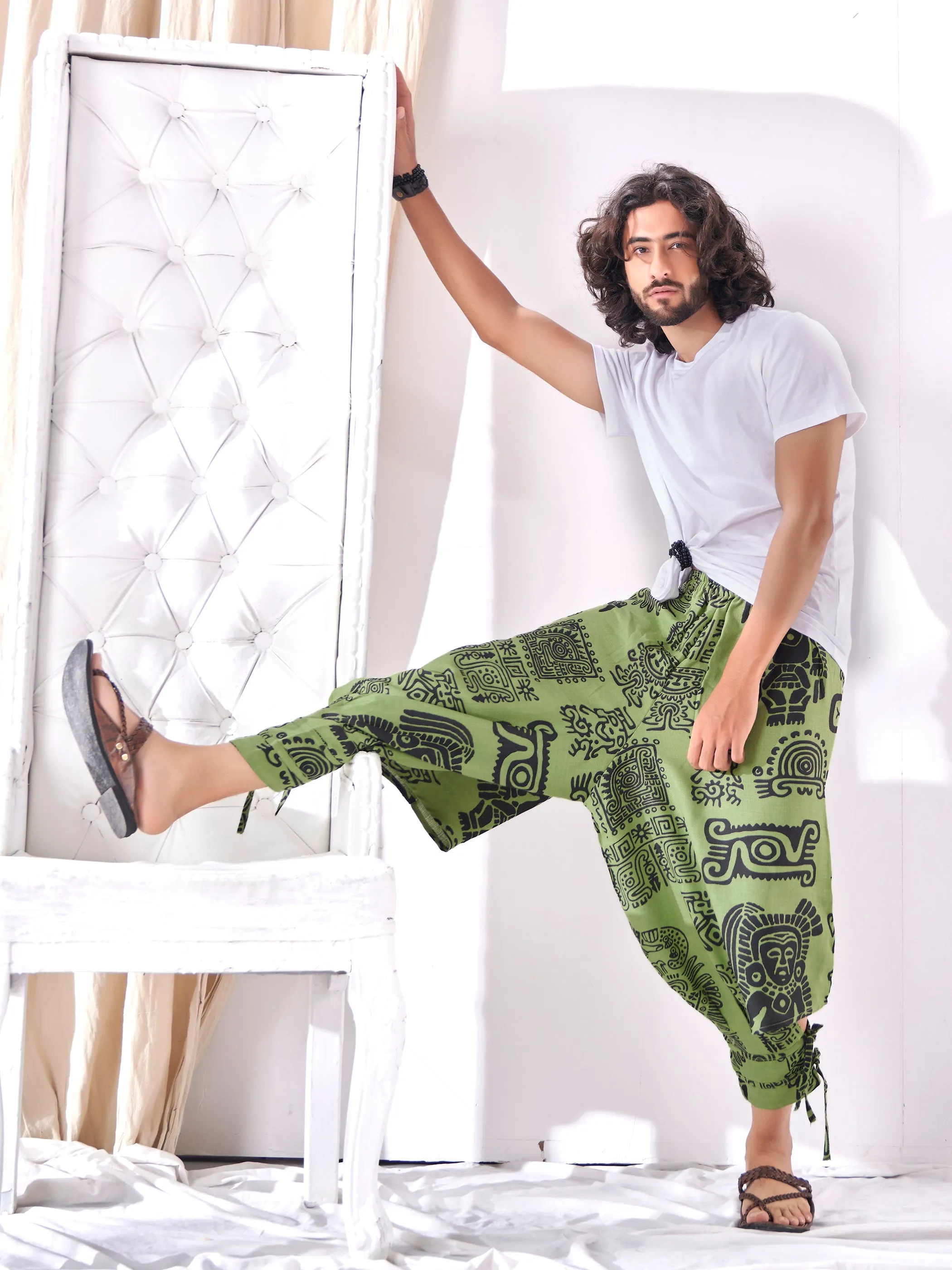Men's Afghani Arabic Print Bohemian Hippy Harem Pant