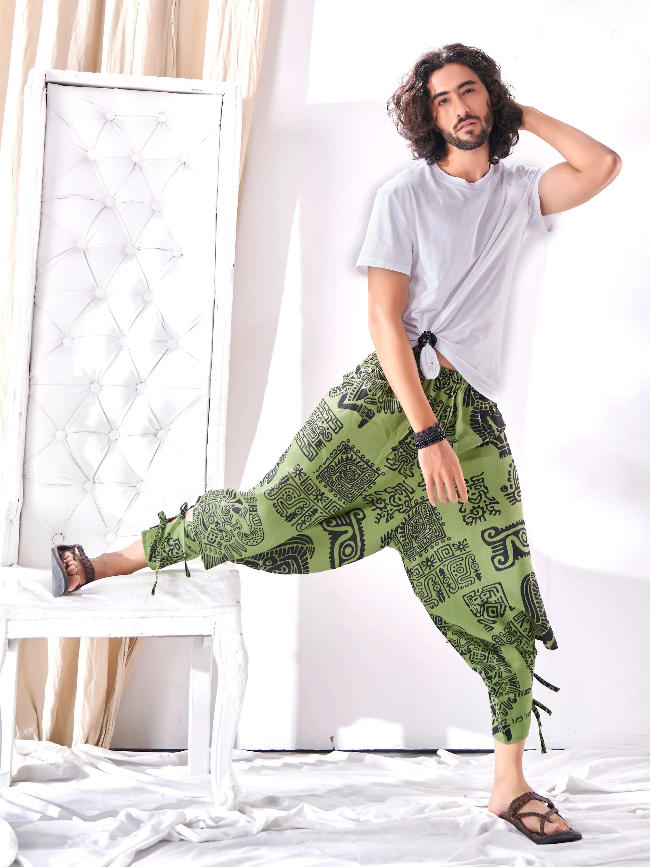 Men's Afghani Arabic Print Bohemian Hippy Harem Pant