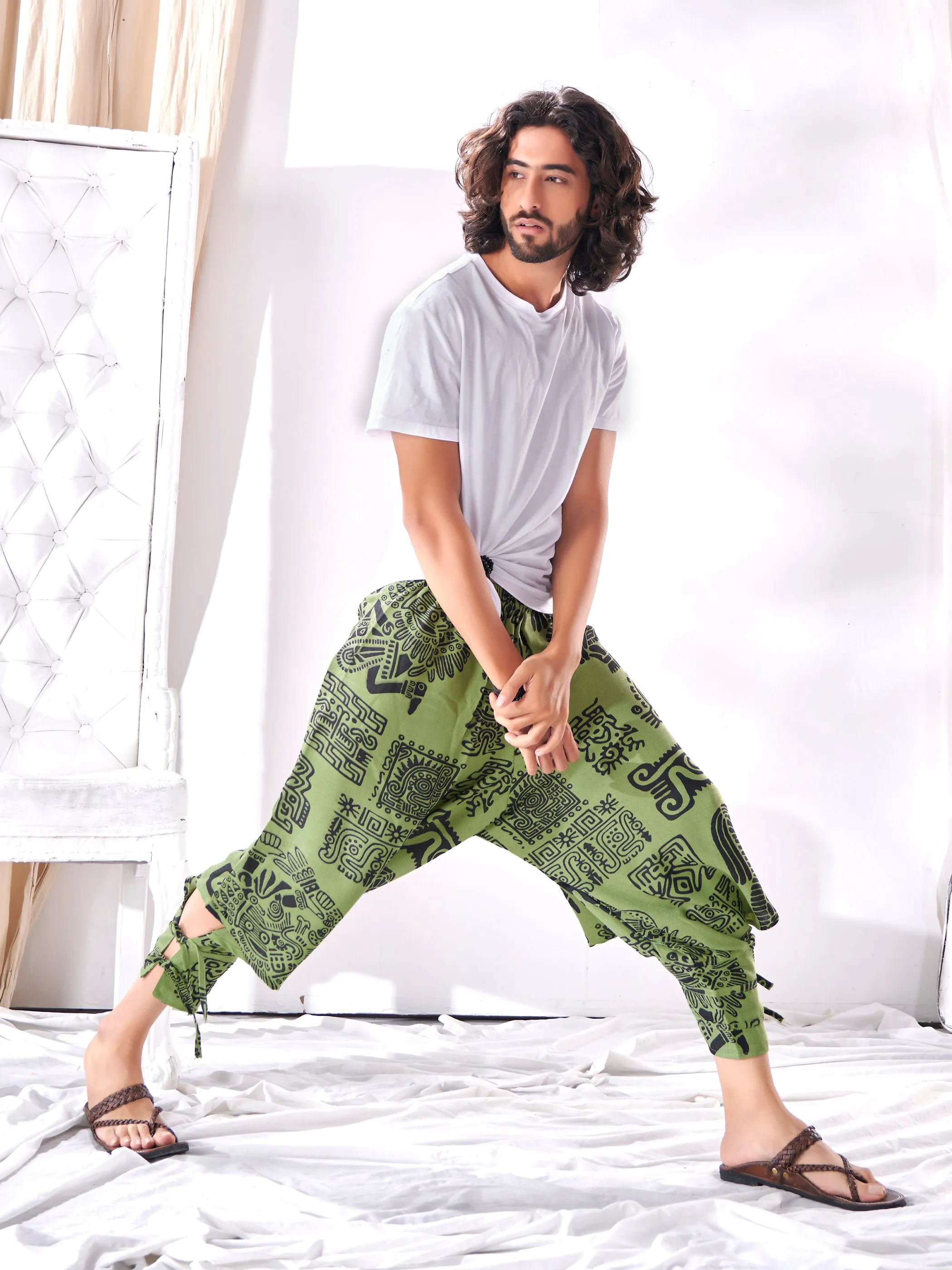 Men's Afghani Arabic Print Bohemian Hippy Harem Pant