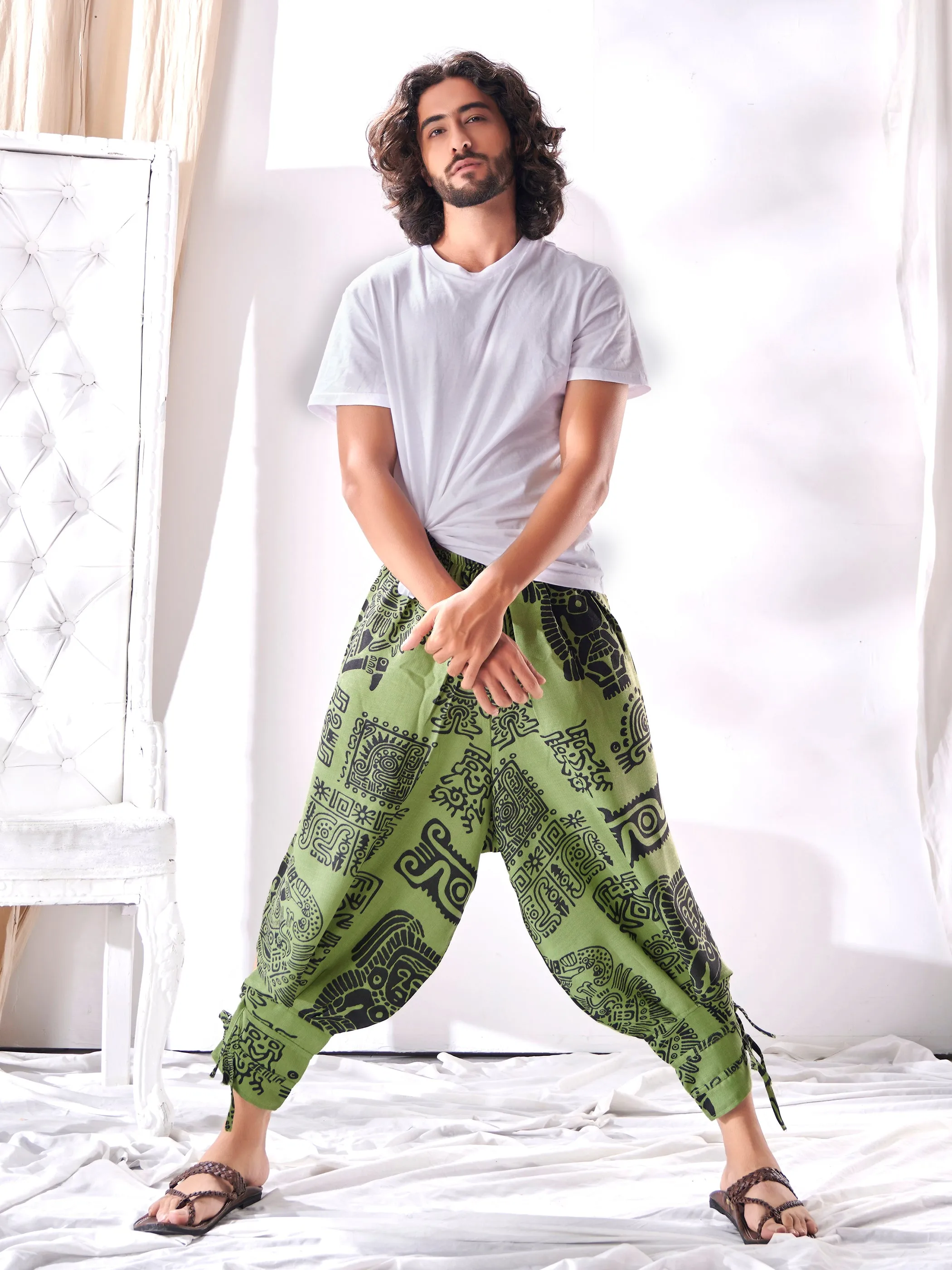 Men's Afghani Arabic Print Bohemian Hippy Harem Pant