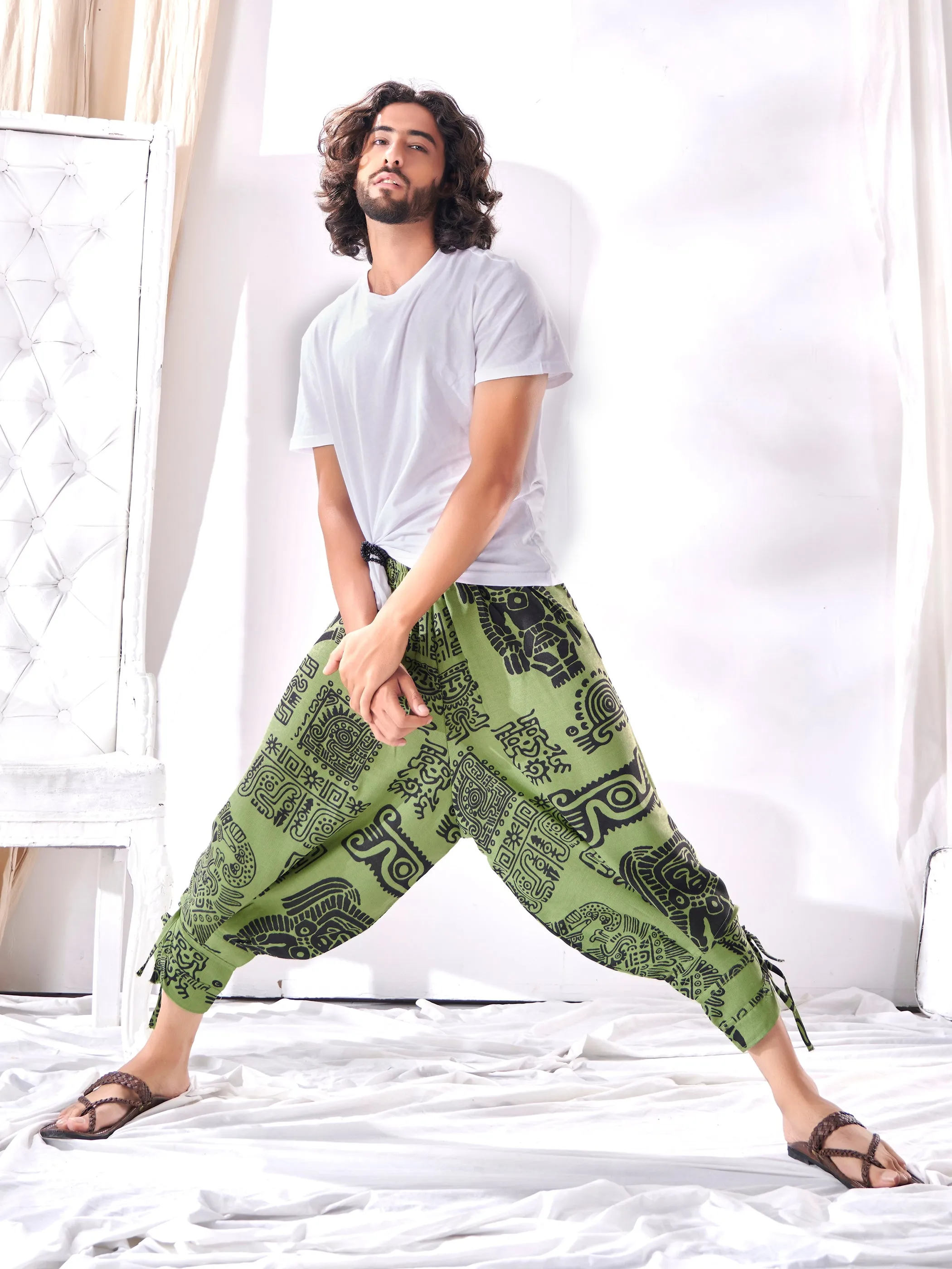 Men's Afghani Arabic Print Bohemian Hippy Harem Pant