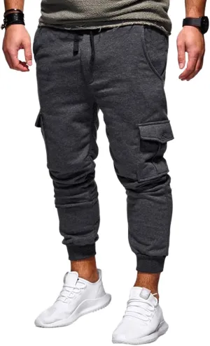 Mens Cargo Pants Slim Fit Sweat Pants Fashion Casual Hiking Pants Active Comfy Workout Joggers Sweatpants with Pockets