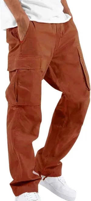 Mens Sweatpants with Pockets Big and Tall Trousers Heavyweight Fleece Cargo Sweatpants for Men Elastic Waist Drawstring