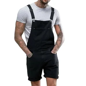 Men's Vintage Cargo Denim Shorts Jumpsuit 91802093M