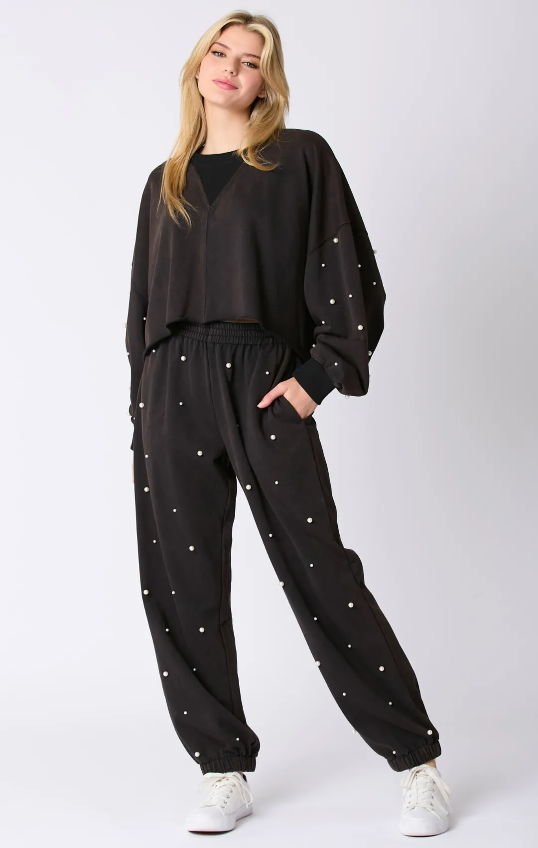 Mineral Washed Pearl Sweatpants Set