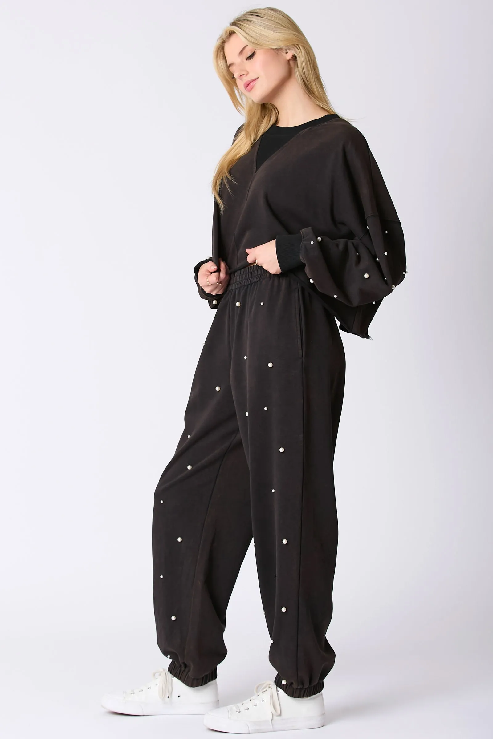Mineral Washed Pearl Sweatpants Set