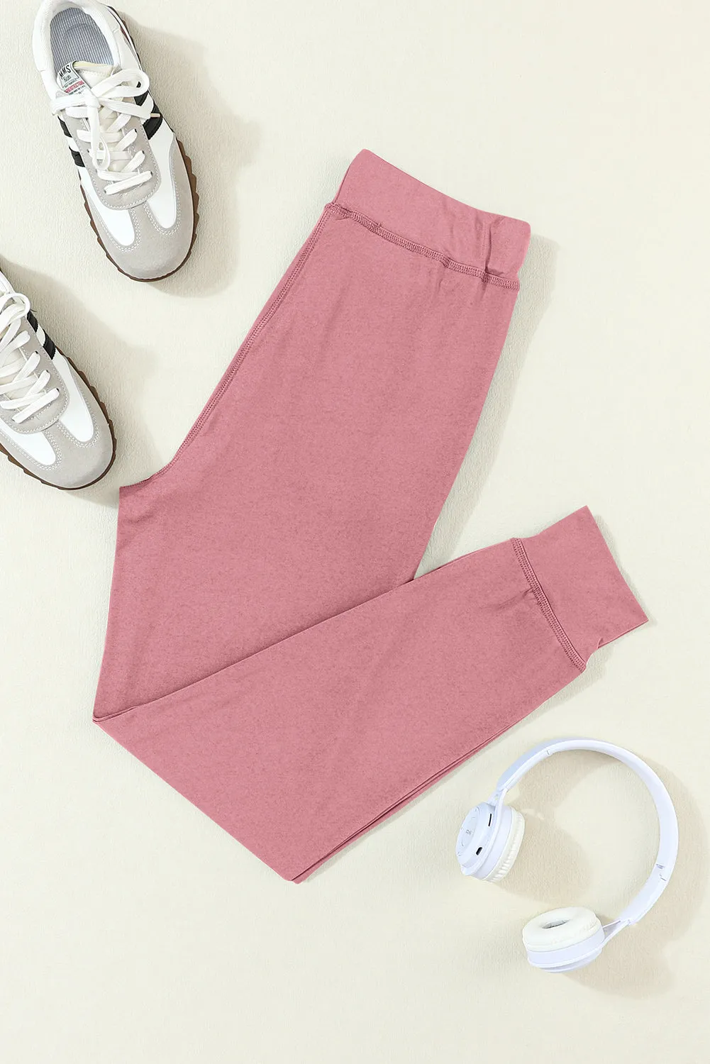 Moss Green Drawstring Waist Pocketed Joggers