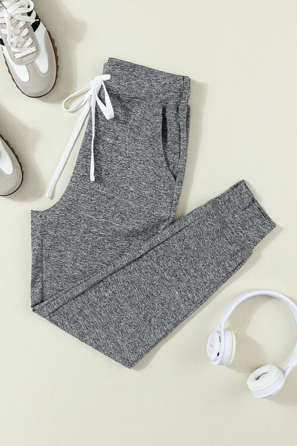 Moss Green Drawstring Waist Pocketed Joggers